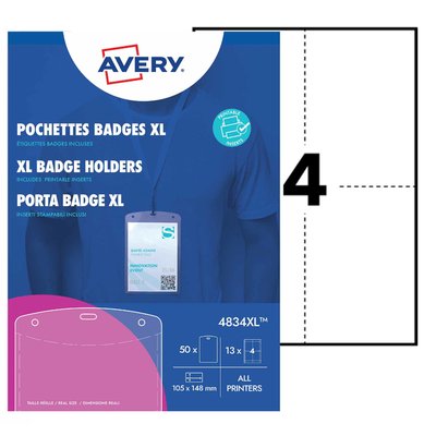 Badge Avery 4834 A6 hoes + insteekkaarten 10 stuks