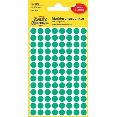 Etiquette Avery 3012 ronde 8mm vert 416 étiquettes