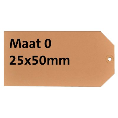 Label HF2 nr 0 200gr 25x50mm bruin 1000 stuks