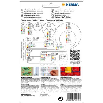 Etiquette HERMA 2212 rond 8mm rouge 5632 pièces