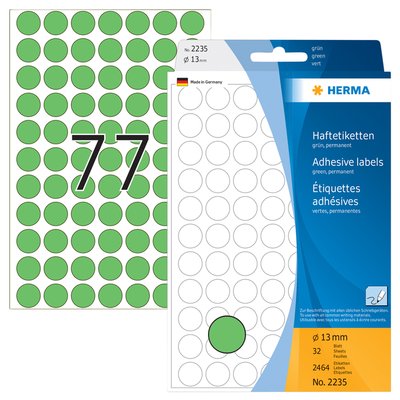 Etiquette HERMA 2235 rond 13mm vert 2464 pièces