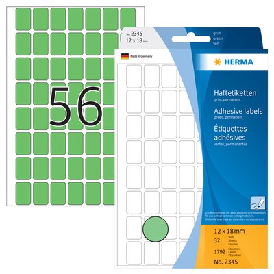 Etiquette HERMA 2345 12x18mm vert 1792 pièces