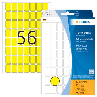 Etiquette HERMA 2341 12x18mm jaune 1792 pièces
