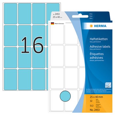 Etiquette HERMA 2453 25x40mm bleu 512 pièces