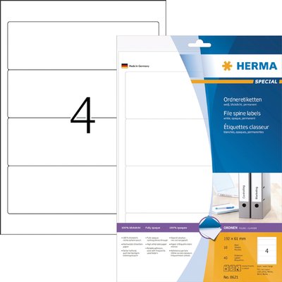 Rugetiket HERMA 8621 breed 61x192mm zelfklevend wit