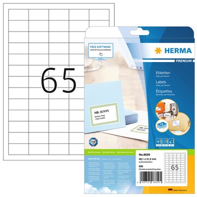 Etiket HERMA 8629 38.1x21.2mm premium wit 650 stuks