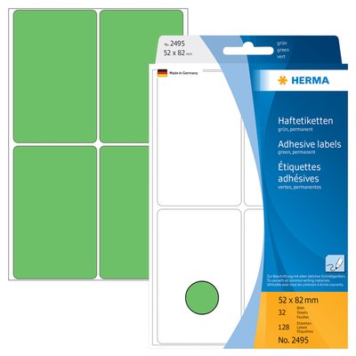 Etiquette HERMA 2495 52x82mm vert 128 pièces