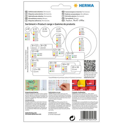 Etiquette HERMA 2495 52x82mm vert 128 pièces