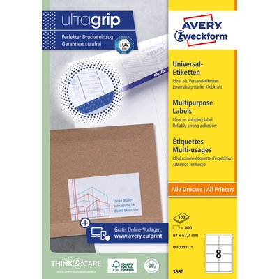 Etiket Avery 3660 97x67.7mm wit 800 stuks