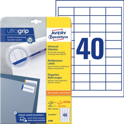 Etiquette Avery 4780 48,5x25,4mm blanc 1000 pièces