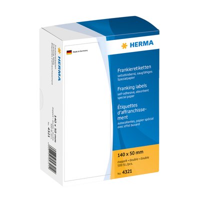 Etiquette affranchissement HERMA 4321 double 140x50mm 500 pièces