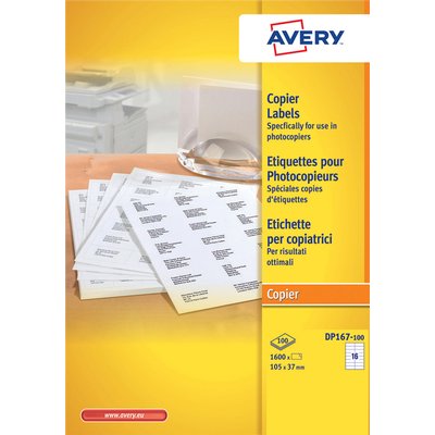Etiket Avery DP167-100 105x37mm wit 1600 stuks