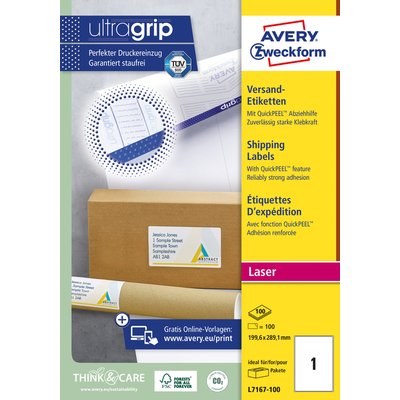 Etiket Avery L7167-100 199.6x289.1mm wit 100 stuks