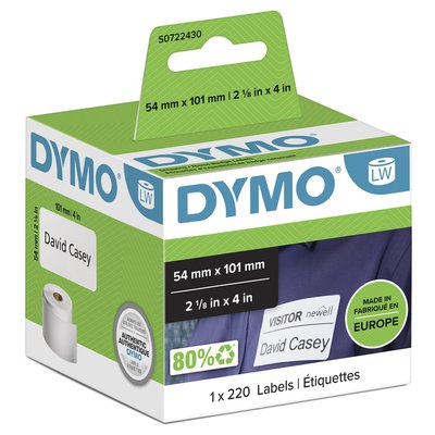 Etiquette Dymo LabelWriter carte nom 54x101mm rouleau à 220 pièces blanc
