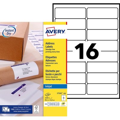 Etiket Avery J8162-100 99.1x33.9mm wit 1600 stuks
