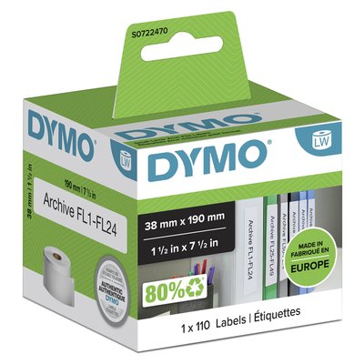 Etiket Dymo LabelWriter multifunctioneel 38x190mm 1 rol á 110 stuks wit
