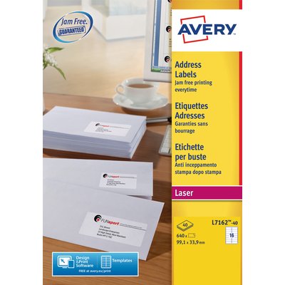 Etiket Avery L7162-40 99.1x33.9mm wit 640 stuks