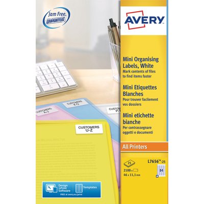 Etiket Avery L7656-25 46x11.1mm wit 2100 stuks