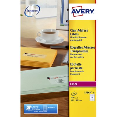 Etiquette Avery L7563-25 99,1x38,1mm transparent 350 pièces