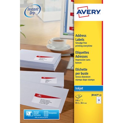 Etiket Avery J8163-10 99.1x38.1mm wit 140 stuks