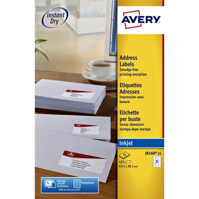 Etiket Avery J8160-10 63.5x38.1mm wit 210 stuks
