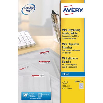 Etiket Avery J8654-25 45.7x25.4mm wit 1000 stuks