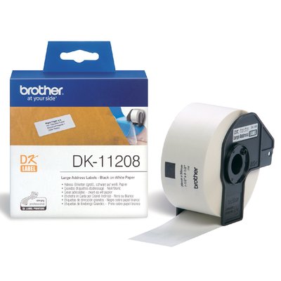 Etiket Brother DK-11208 adressering groot 38x90mm 1 rol á 400 stuks wit