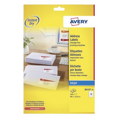 Etiket Avery J8162-10 99.1x33.9mm wit 160 stuks