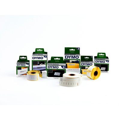 Labeltape Dymo LabelManager D1 polyester 12mm zwart op wit 10 stuks