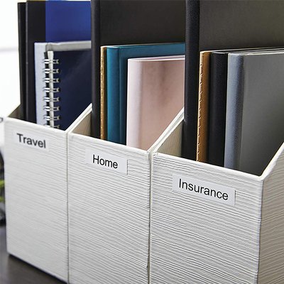 Labeltape Dymo LabelManager D1 polyester 19mm zwart op wit 10 stuks