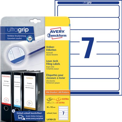 Rugetiket Avery smal 38x192mm zelfklevend wit