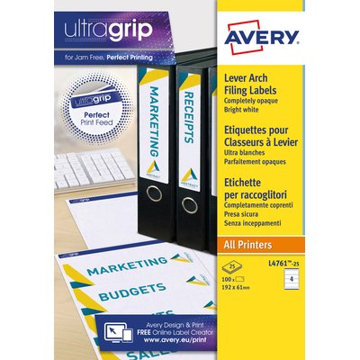 Rugetiket Avery breed 61x192mm zelfklevend wit