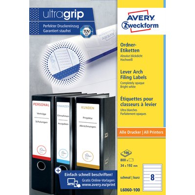 Rugetiket Avery smal 34x192mm zelfklevend wit