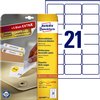 Etiket Avery L6023REV-25 63.5x38.1mm afneembaar wit 525 stuks foto