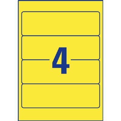 Rugetiket Avery breed 61x192mm zelfklevend geel 20 vel