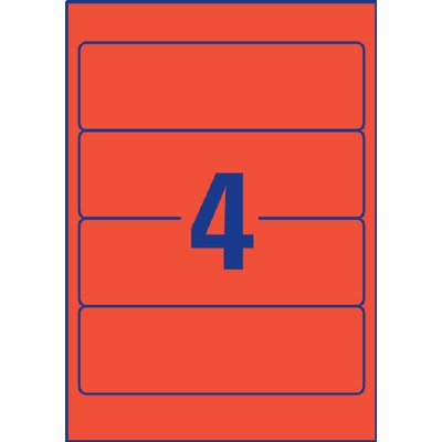 Rugetiket Avery breed 61x192mm zelfklevend rood