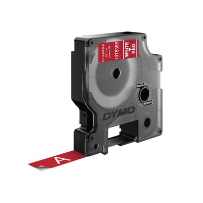 Labeltape Dymo LabelManager D1 polyester 12mm wit op rood