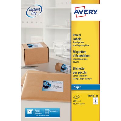 Etiket Avery J8165-25 99.1x67.7mm wit 200 stuks