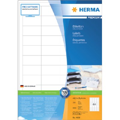 Etiket HERMA 4608 48.3x25.4mm premium wit 8800 stuks