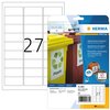 Etiquette HERMA 4864 63,5x29,6mm résiste aux intempéries blanc 270 pièces Photo