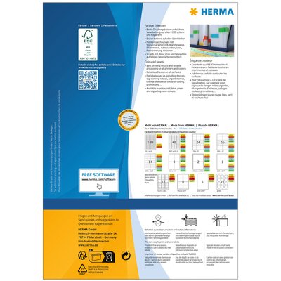 Etiquette HERMA 4401 210x297mm A4 jaune 100 pièces