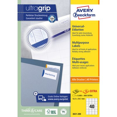 Etiquette Avery 3651-200 52,5x29,7mm blanc 8000 pièces