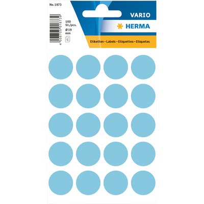 Etiket HERMA 1873 rond 19mm blauw 100 stuks