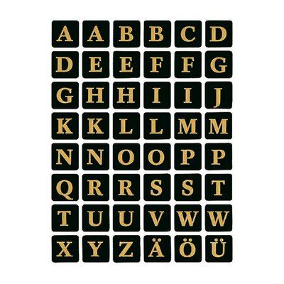 Etiquette HERMA 4130 lettres A-Z or sur noir 13x13mm