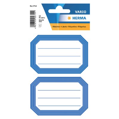 Etiket HERMA 5714 82x55mm schrift blauwe rand 12 stuks