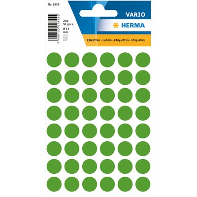 Etiquette HERMA 1855 rond 13mm vert foncé 240 pièces