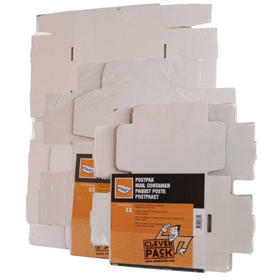 Postpakket CleverPack golfkarton 330x300x80mm wit pak à 5 stuks