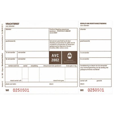 Vrachtbrief IEZZY BVA 1001 19x12cm 3voud 100stuks blanco