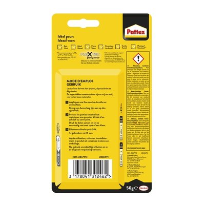 Alleslijm Pattex 100% tube 50 gram op blister