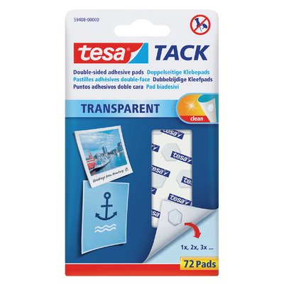 Pastille adhésive tesa® TACK double face transparant 72 pièces
